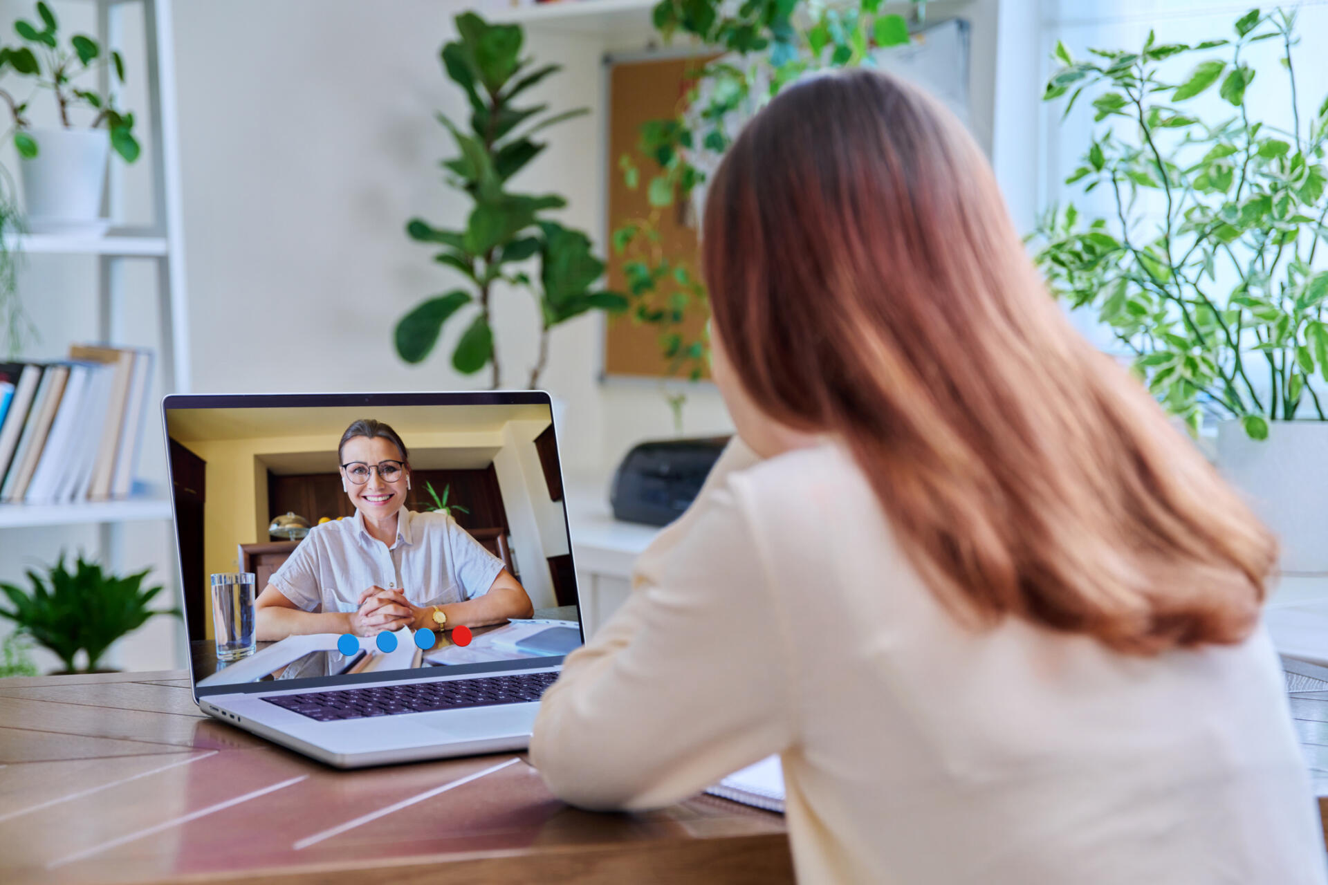 Woman in a virtual meeting